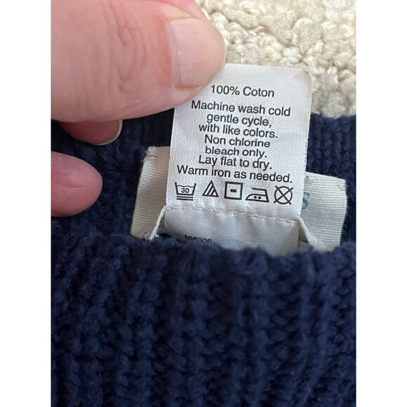 Crewcuts Girls Sweater Size 12 Navy Blue with Striped Ruffle Hem - Picture 6 of 6